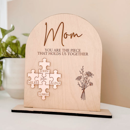 Grandma or Mom Puzzle Sign with Rose  Acrylic