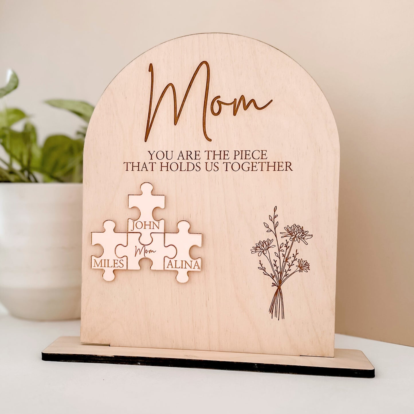 Grandma or Mom Puzzle Sign with Rose  Acrylic