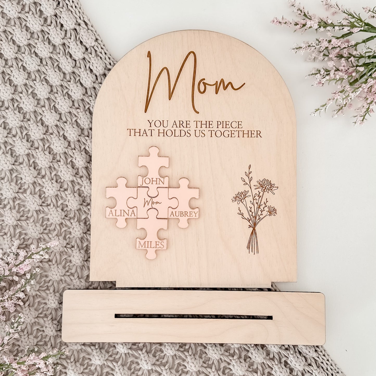 Grandma or Mom Puzzle Sign with Rose  Acrylic