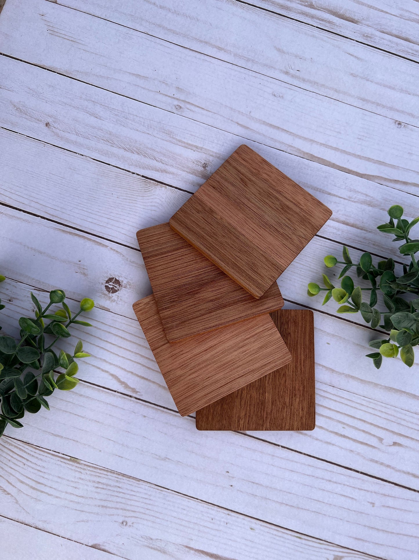 Square Mahogany Coasters Set of 4