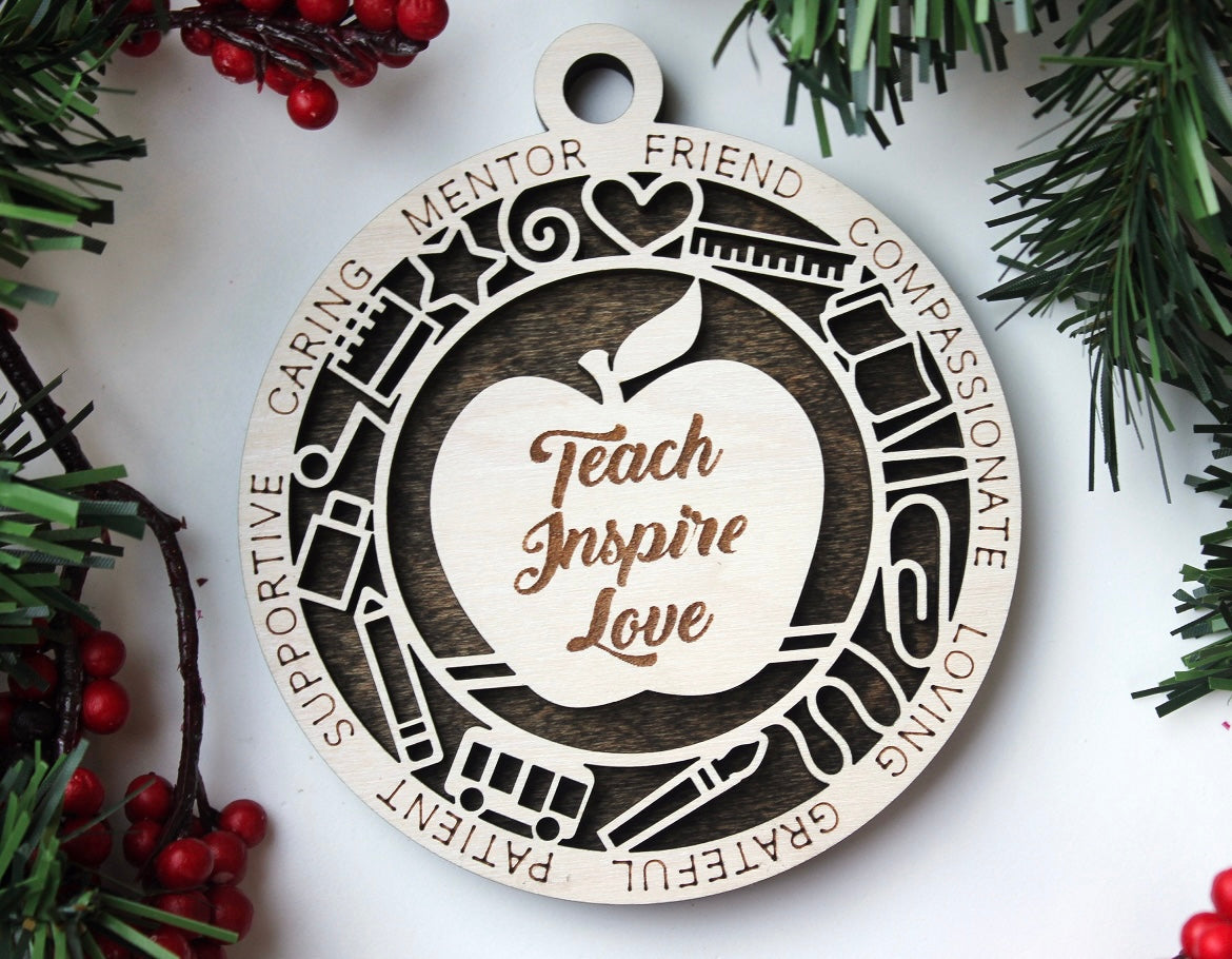 “Teach, Love, Inspire” Teacher Ornament