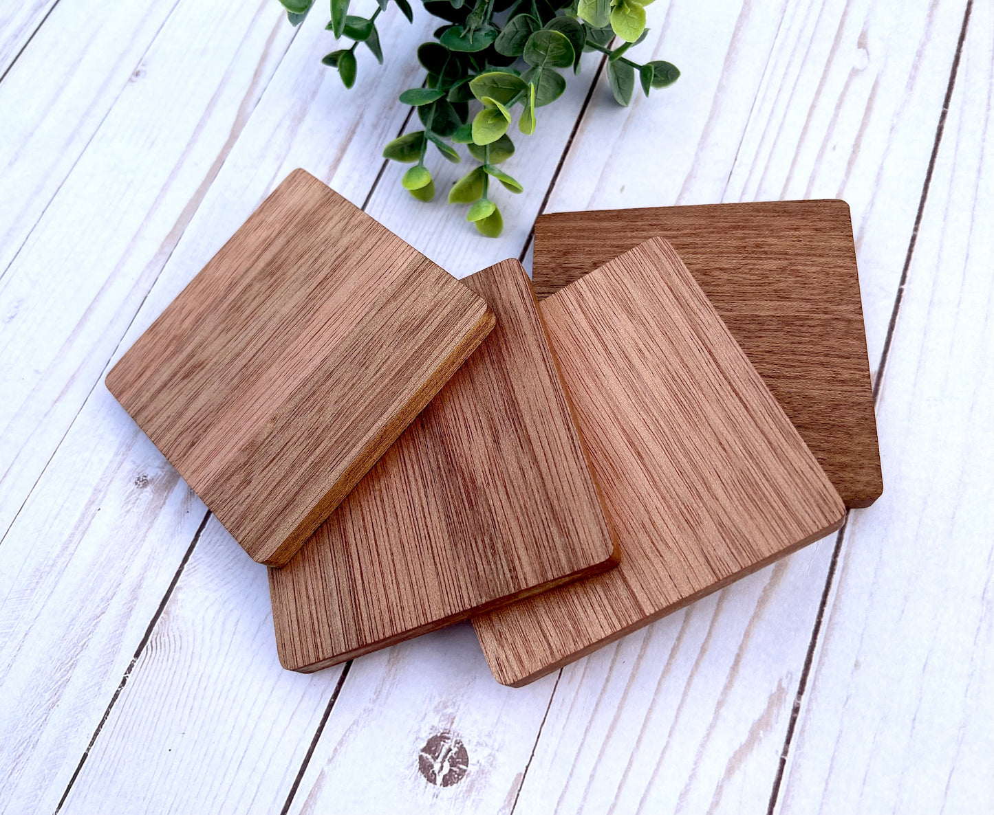 Square Mahogany Coasters Set of 4