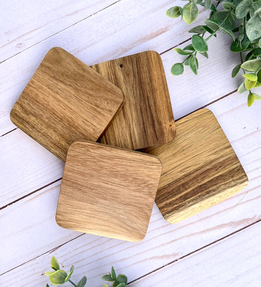 Square Acacia Coaster Set of 4