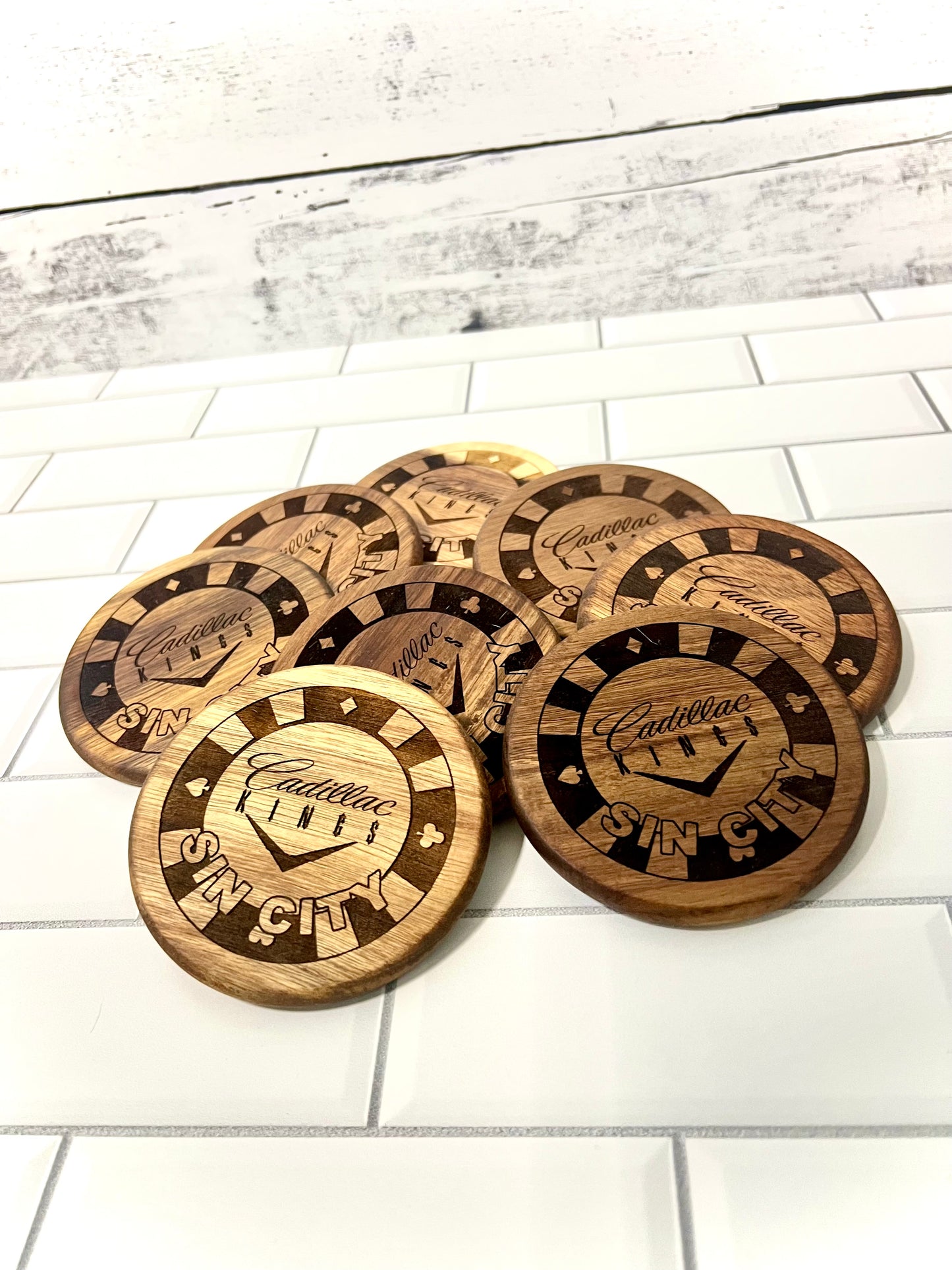 Round Acacia Coaster Set of 4